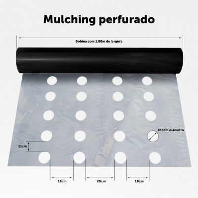 MULCHING PRETO E BRANCO PERFURADO